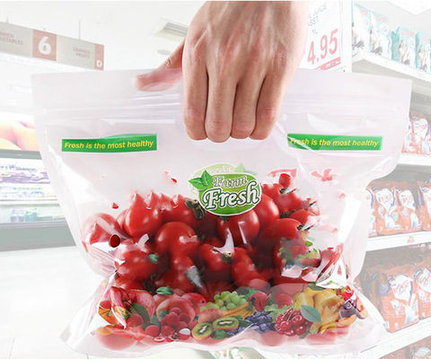 Sacchetti di plastica d'imballaggio antinebbia dell'uva della frutta e di verdura della maniglia per le verdure d'imballaggio