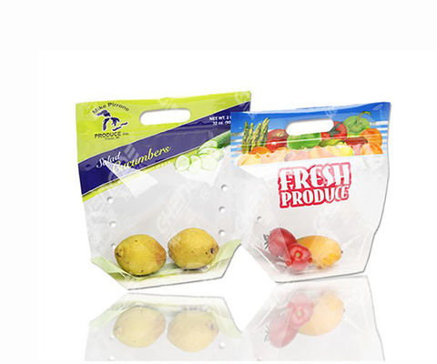 La borsa di drogheria riutilizzabile di plastica trasparente del LDPE fruttifica chiari sacchetti di plastica con le maniglie